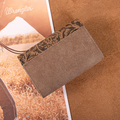 WG224-W072  Wrangler Floral Tooled Card Holder -Khaki