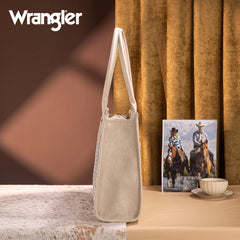 WG226G-8119  Wrangler Tooled Aztec Pattern Print Concealed Carry Large Tote -Beige
