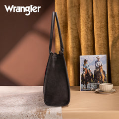 WG226G-8119  Wrangler Tooled Aztec Pattern Print Concealed Carry Large Tote - Black