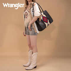 WG226G-8119  Wrangler Tooled Aztec Pattern Print Concealed Carry Large Tote - Black