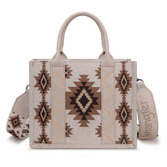 WG226-8120S  Wrangler Aztec Pattern Dual Sided Print -Tote/Crossbody -Beige