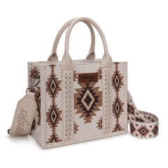 WG226-8120S  Wrangler Aztec Pattern Dual Sided Print -Tote/Crossbody -Beige