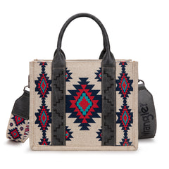 WG226-8120S  Wrangler Aztec Pattern Dual Sided Print -Tote/Crossbody -Black