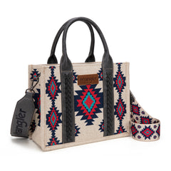 WG226-8120S  Wrangler Aztec Pattern Dual Sided Print -Tote/Crossbody -Black