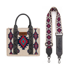 WG226-8120S  Wrangler Aztec Pattern Dual Sided Print -Tote/Crossbody -Black
