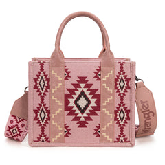 WG226-8120S  Wrangler Aztec Pattern Dual Sided Print -Tote/Crossbody -Dark Pink