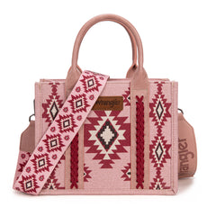 WG226-8120S  Wrangler Aztec Pattern Dual Sided Print -Tote/Crossbody -Dark Pink