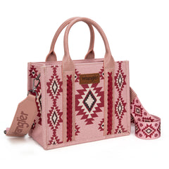 WG226-8120S  Wrangler Aztec Pattern Dual Sided Print -Tote/Crossbody -Dark Pink
