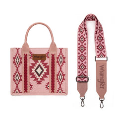 WG226-8120S  Wrangler Aztec Pattern Dual Sided Print -Tote/Crossbody -Dark Pink
