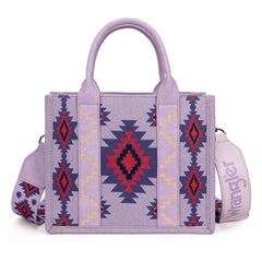 WG226-8120S  Wrangler Aztec Pattern Dual Sided Print -Tote/Crossbody -Purple