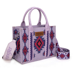 WG226-8120S  Wrangler Aztec Pattern Dual Sided Print -Tote/Crossbody -Purple