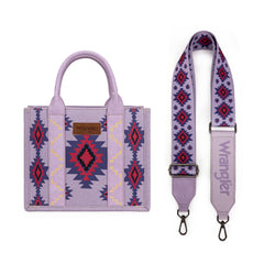 WG226-8120S  Wrangler Aztec Pattern Dual Sided Print -Tote/Crossbody -Purple