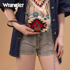 WG226-W069  Wrangler Aztec Print Card Wallet -Black
