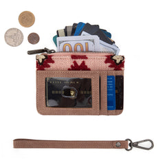 WG226-W069  Wrangler Aztec Print Card Wallet -Dark Pink