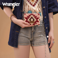 WG226-W069  Wrangler Aztec Print Card Wallet -Dark Pink
