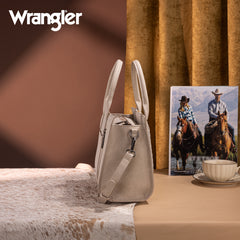 WG226-8120  Wrangler Tooled Aztec Pattern Print Concealed Carry Tote/Crossbody -Beige