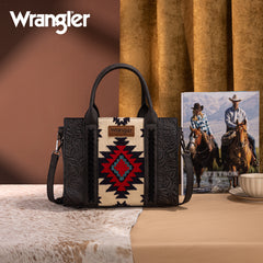 WG226-8120  Wrangler Tooled Aztec Pattern Print Concealed Carry Tote/Crossbody -Black