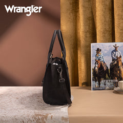 WG226-8120  Wrangler Tooled Aztec Pattern Print Concealed Carry Tote/Crossbody -Black