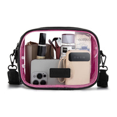 WG229-603  Wrangler Clear Crossbody Bag/Stadium Bag - Black-HotPink