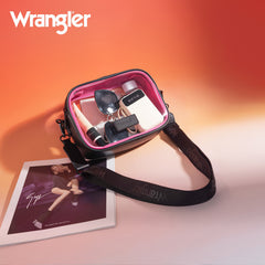 WG229-603  Wrangler Clear Crossbody Bag/Stadium Bag - Black-HotPink