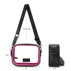 WG229-603  Wrangler Clear Crossbody Bag/Stadium Bag - Black-HotPink