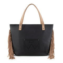 WG233-2002  Wrangler Aztec Embroidered Large Tote Bag- Black