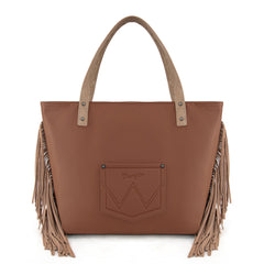 WG233-2002  Wrangler Aztec Embroidered Large Tote Bag- Light Brown