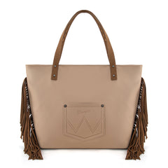 WG233-2002  Wrangler Aztec Embroidered Large Tote Bag- Tan