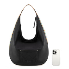 WG233-3027  Wrangler Aztec Embroidered Large Hobo Bag- Black