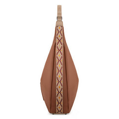 WG233-3027  Wrangler Aztec Embroidered Large Hobo Bag- Light Brown