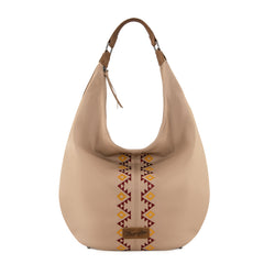 WG233-3027  Wrangler Aztec Embroidered Large Hobo Bag- Tan