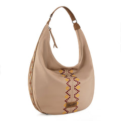 WG233-3027  Wrangler Aztec Embroidered Large Hobo Bag- Tan