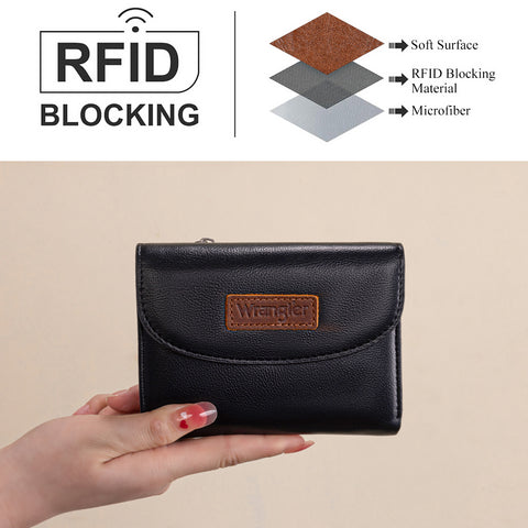 WG263-W076BK   Wrangler Tri-Fold Wallet  - Black