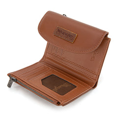 WG263-W076BR   Wrangler Tri-Fold Wallet  - Brown