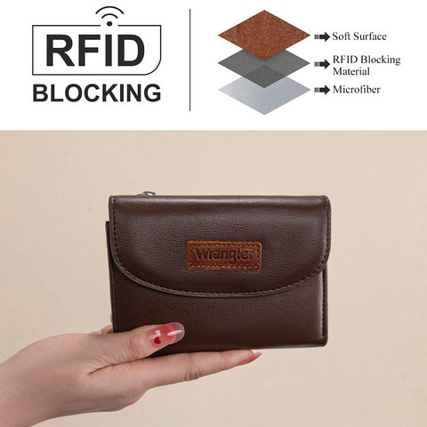 WG263-W076   Wrangler Tri-Fold Wallet  - Coffee