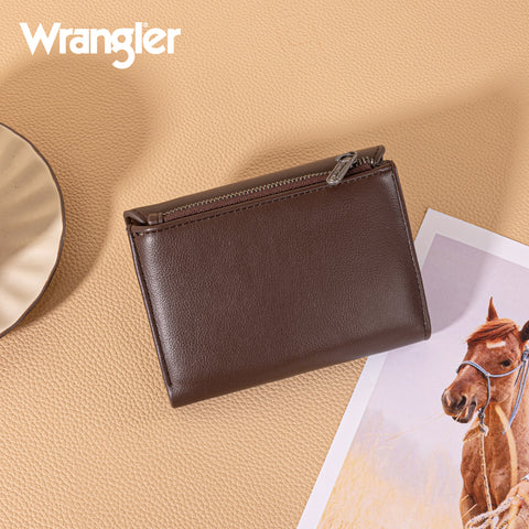 WG263-W076   Wrangler Tri-Fold Wallet  - Coffee