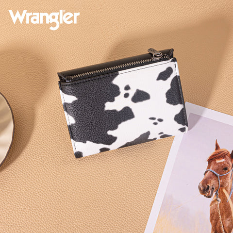 WG263-W076COW-BK   Wrangler Tri-Fold Wallet  - Cow-Black