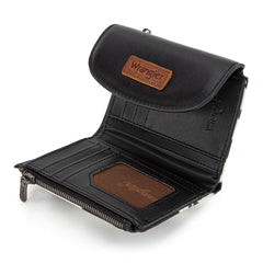 WG263-W076COW-BK   Wrangler Tri-Fold Wallet  - Cow-Black