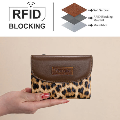 WG263-W076LP    Wrangler Tri-Fold Wallet  -Leopard