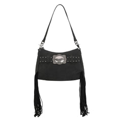 WG241-2022  Wrangler Fringe Buckle Hobo Bag/Crossbody Bag - Black