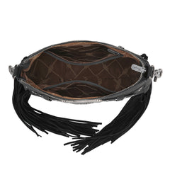 WG241-2022  Wrangler Fringe Buckle Hobo Bag/Crossbody Bag - Black