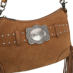 WG241-2022  Wrangler Fringe Buckle Hobo Bag/Crossbody Bag - Brown