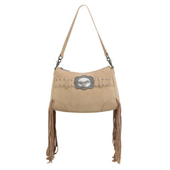 WG241-2022  Wrangler Fringe Buckle Hobo Bag/Crossbody Bag - Tan
