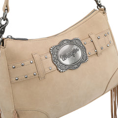 WG241-2022  Wrangler Fringe Buckle Hobo Bag/Crossbody Bag - Tan