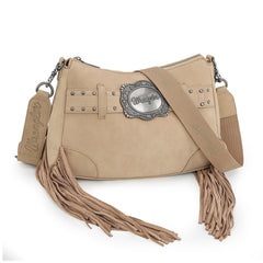 WG241-2022  Wrangler Fringe Buckle Hobo Bag/Crossbody Bag - Tan