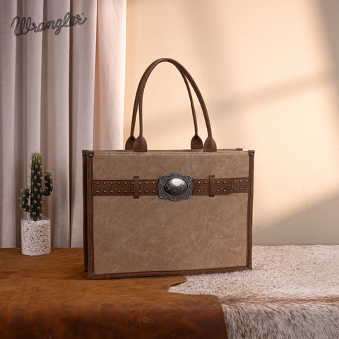 WG250G-8119TN    Wrangler Buckle Concealed Carry Large Tote-Tan