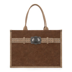 WG250G-8119BR     Wrangler Buckle Concealed Carry Large Tote-Brown