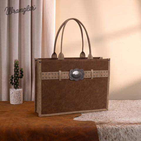 WG250G-8119BR     Wrangler Buckle Concealed Carry Large Tote-Brown
