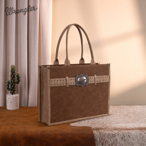 WG250G-8119BR     Wrangler Buckle Concealed Carry Large Tote-Brown