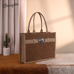 WG250G-8119BR     Wrangler Buckle Concealed Carry Large Tote-Brown